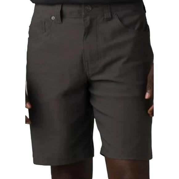 Prana Brion Shorts UPF50+ Abrasion Resistant Flat Front Charcoal Black 34Wx11L - Picture 1 of 7